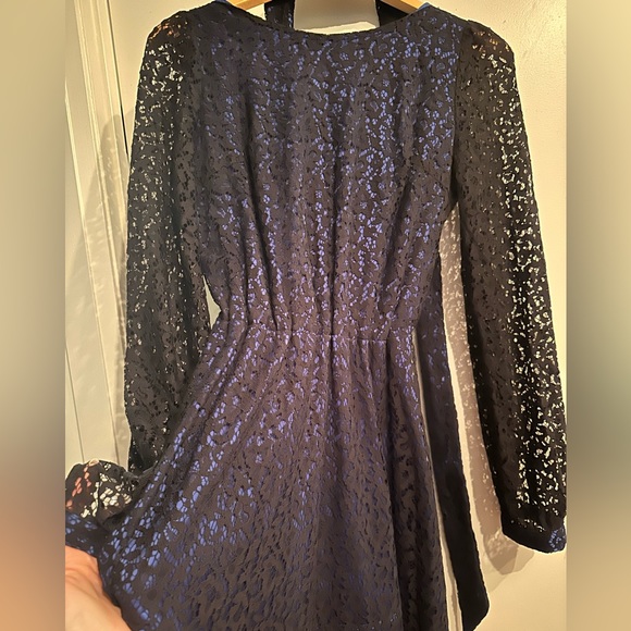 Floor length black lace dress with navy blue lining. Premium quality. - Picture 3 of 3